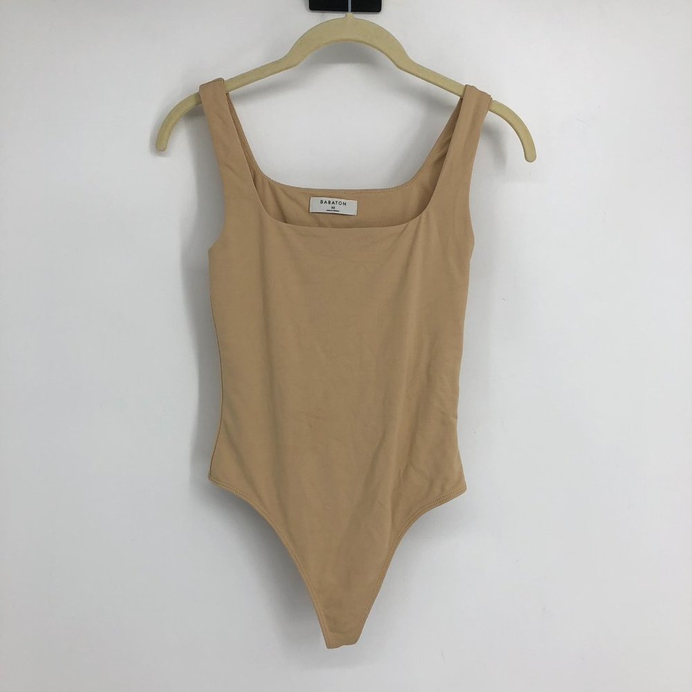 Aritzia Babaton Beige Contour rib square-neck thong bodysuit size XS - Picture 2 of 14